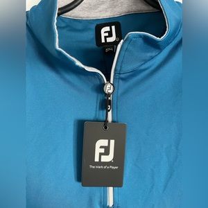 New FootJoy Golf Vest Men L Blue Quarter Zip Stretch Wicking Windermere